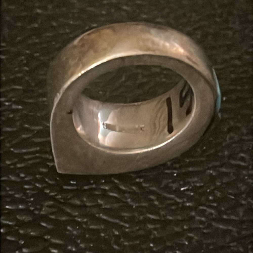 Vintage Native American inlay lapis ring size 7 - Picture 4 of 5
